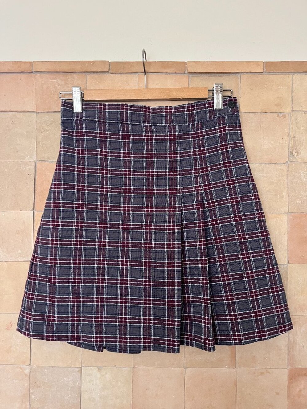 Plaid skirt Grey-Burgundy-Navy